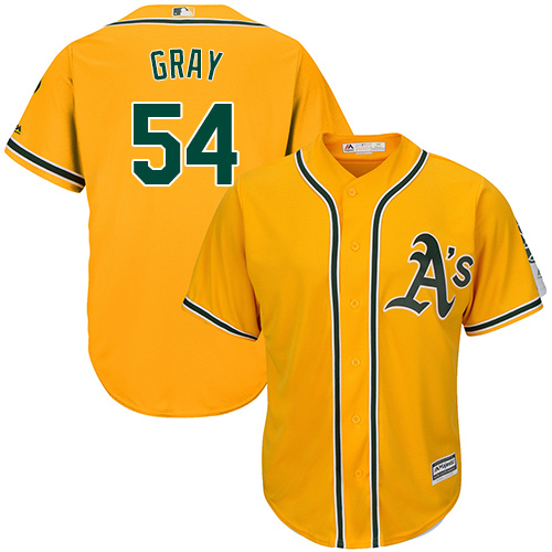Athletics #54 Sonny Gray Gold Cool Base Stitched Youth MLB Jersey - Click Image to Close